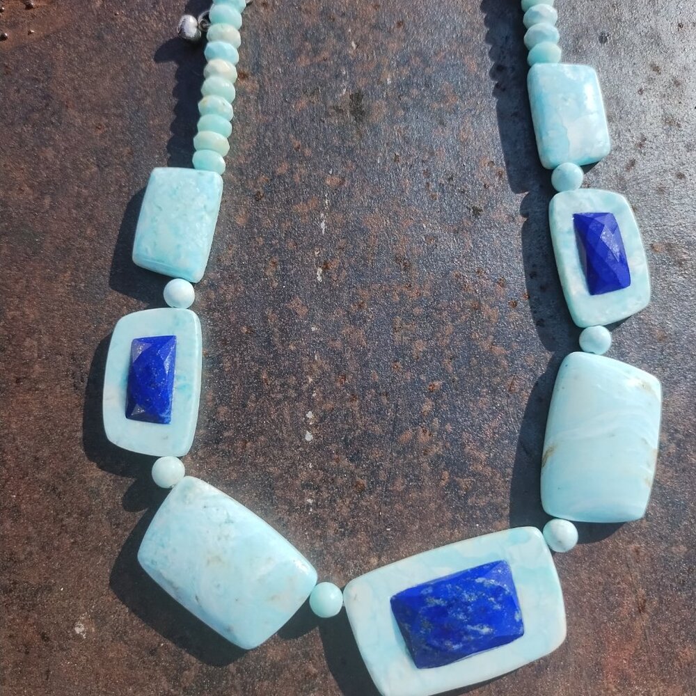 Jay King DTR Blue Aragonite and Lapis Bead 20" Sterling Silver Necklace - Picture 13 of 16